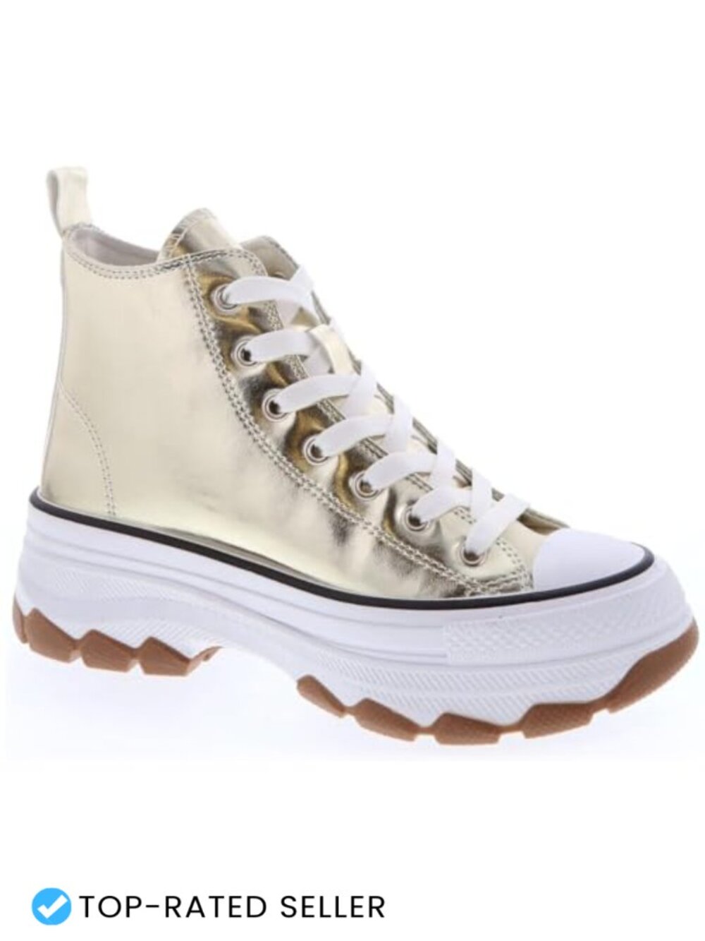 Platform Lace-Up Canvas High Top Sneakers Rhinestone Detail Cushioned Casual